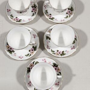 Queen Ann Tea Cup and Saucer Set with Pink Floral Pattern